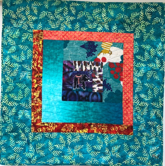 Kissed by an Elephant #3 32x32 inch art quilt