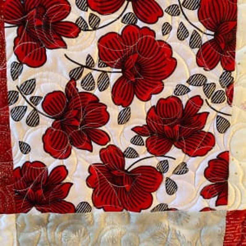 Snow Days are Snuggle Days are Snuggle Days, 62 X 71 inch red and white quilt image 6
