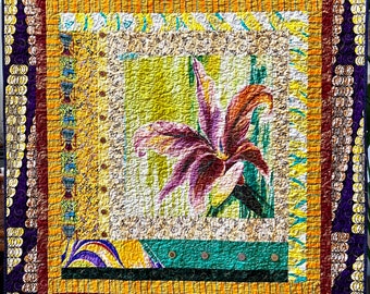 Give Yourself a Happy Flower, 48 X 51 inch art quilt
