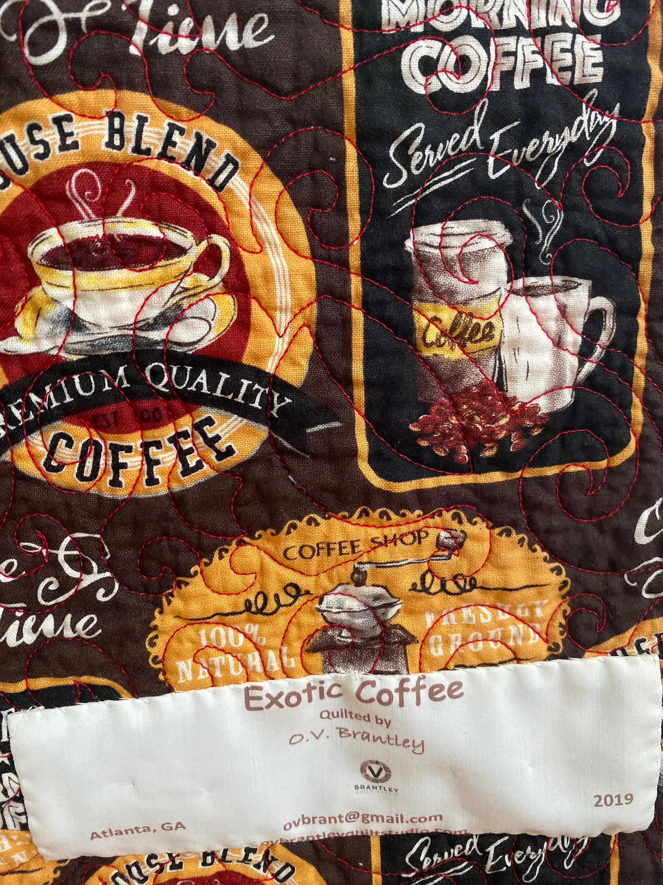 Exotic Coffee. 56x64 inch coffee quilt