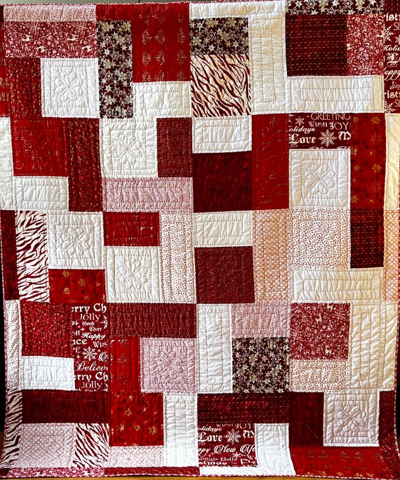 My Christmas Wish 67 X 84 inch hand quilted lap quilt
