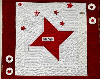 Follow Your Courageous Star 21 X 25 inch hand quilted art quilt