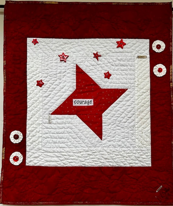 Follow Your Courageous Star 21 X 25 inch hand quilted art quilt