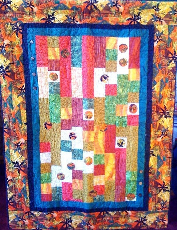 Fall in Love With Island Life, 46 x 64 quilted wallhanging