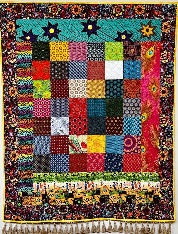 The Abundance of Africa, 40 X 49 inch quilted African wallhanging