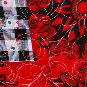 Snow Days are Snuggle Days are Snuggle Days, 62 X 71 inch red and white quilt image 5