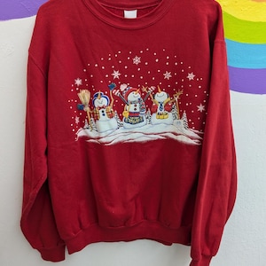 Vintage Puffy Print Snowman Sweatshirt