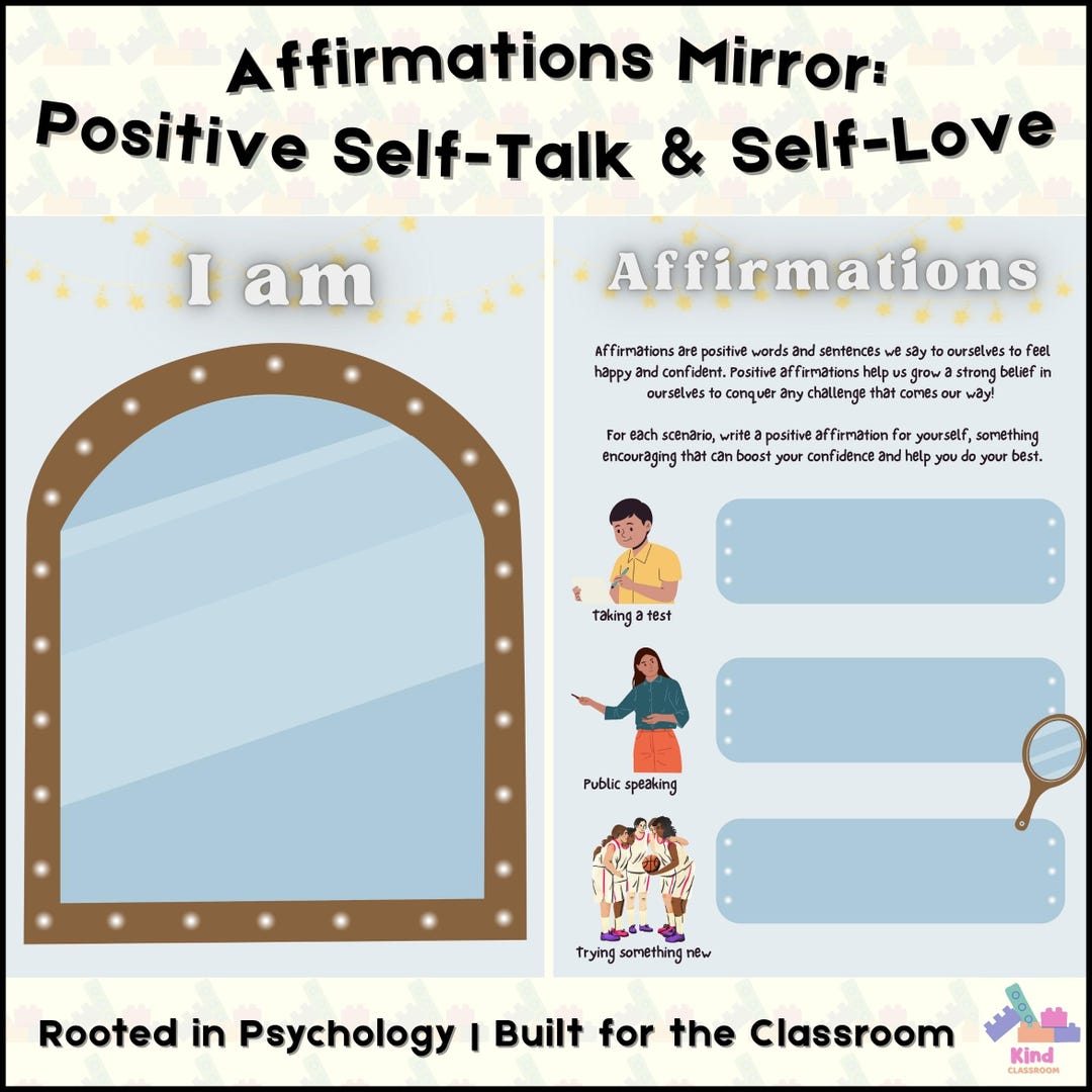 Positive Affirmation Mirror: Self-esteem Activity for Kids (printable ...