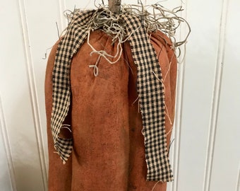 Grungy Folk Art Primitive Pumpkin Tall