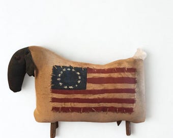 Americana Black Faced Sheep Doll Primitive Colonial