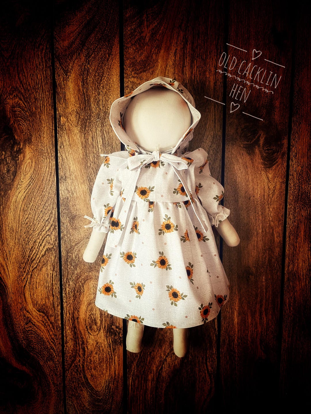 Primitive Farmhouse Folk Art Prairie Doll Sunflower - Etsy