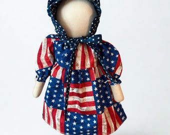 Primitive Americana Farmhouse Patriotic Prairie Doll