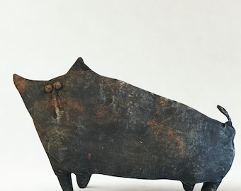 Primitive Folk Art Black Cat Doll