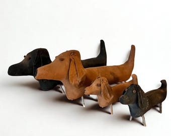 Folk Art Dachshund Weenie Dog Primitive Doxie Brown Black