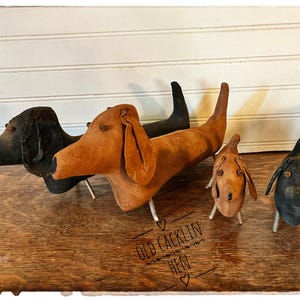 Folk Art Dachshund Weenie Dog Primitive Doxie Brown Black