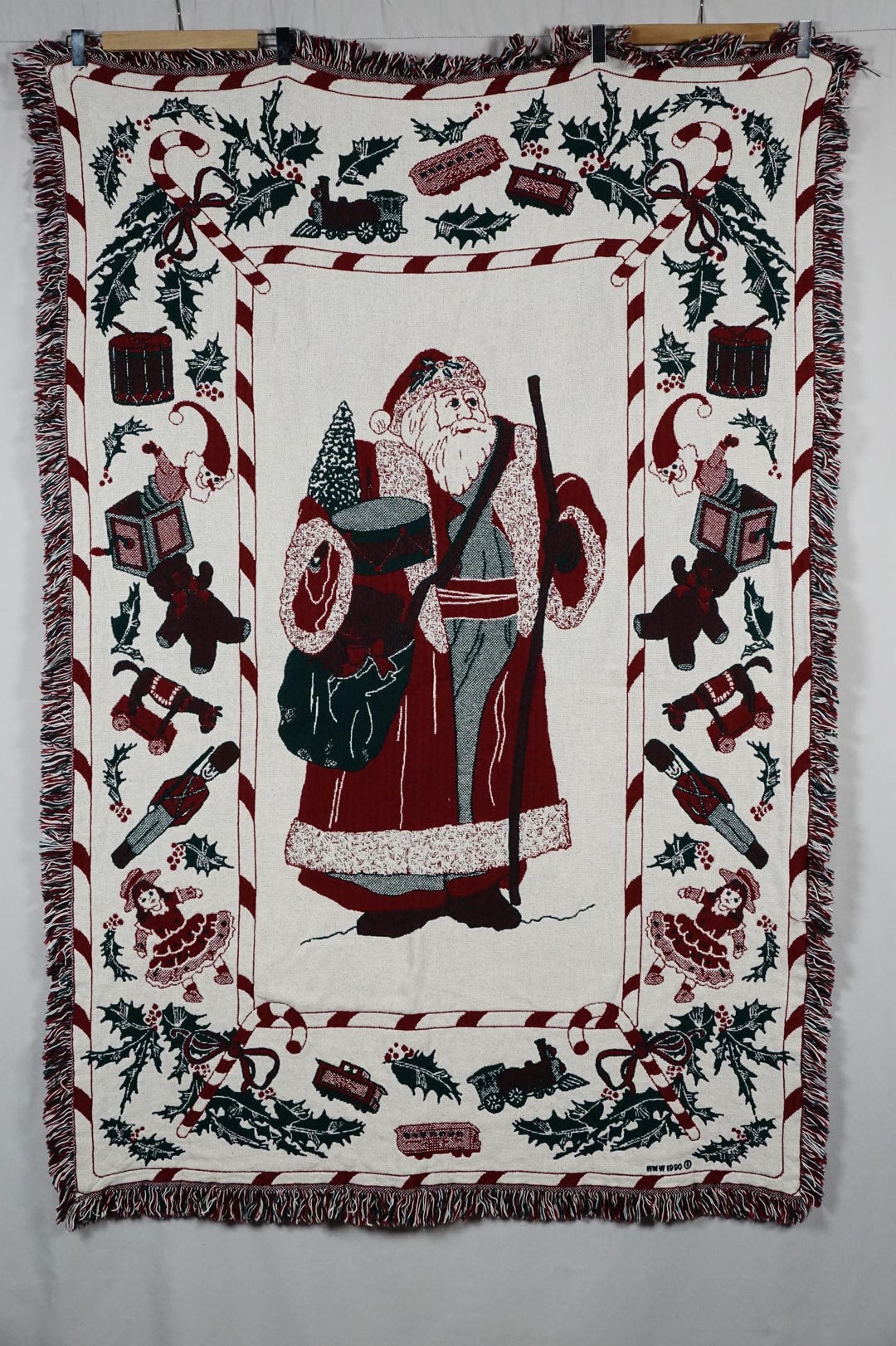 Manual Woodworkers & Weavers (MWW) Christmas Throw Tapestry Afghan