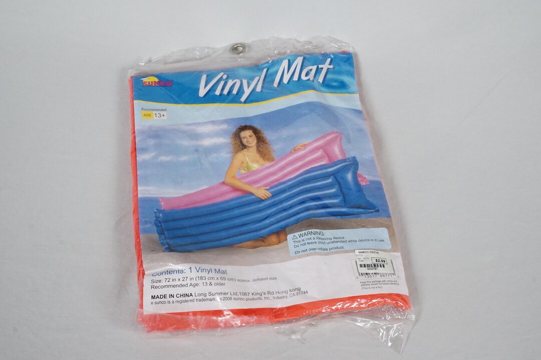 SUNCO Vinyl Mat Neon Pink Pool Floaty Inflatable Air Mattress 27x72 ...