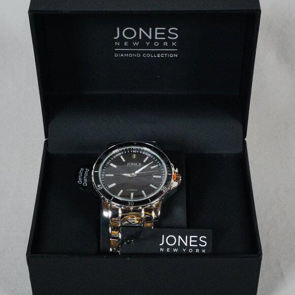 Jones New York Diamond Collection Men's Watch Silver NEW With New