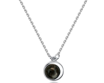 本物の月の隕石シルバーペンダント：ラボグロウンダイヤモンドを使用