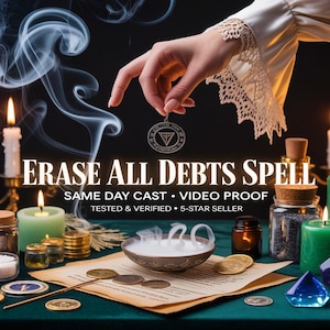 すべての借金を消去、借金返済の呪文、経済的自由の儀式、お金の浄化、豊かさの引き寄せ、経済的リセット