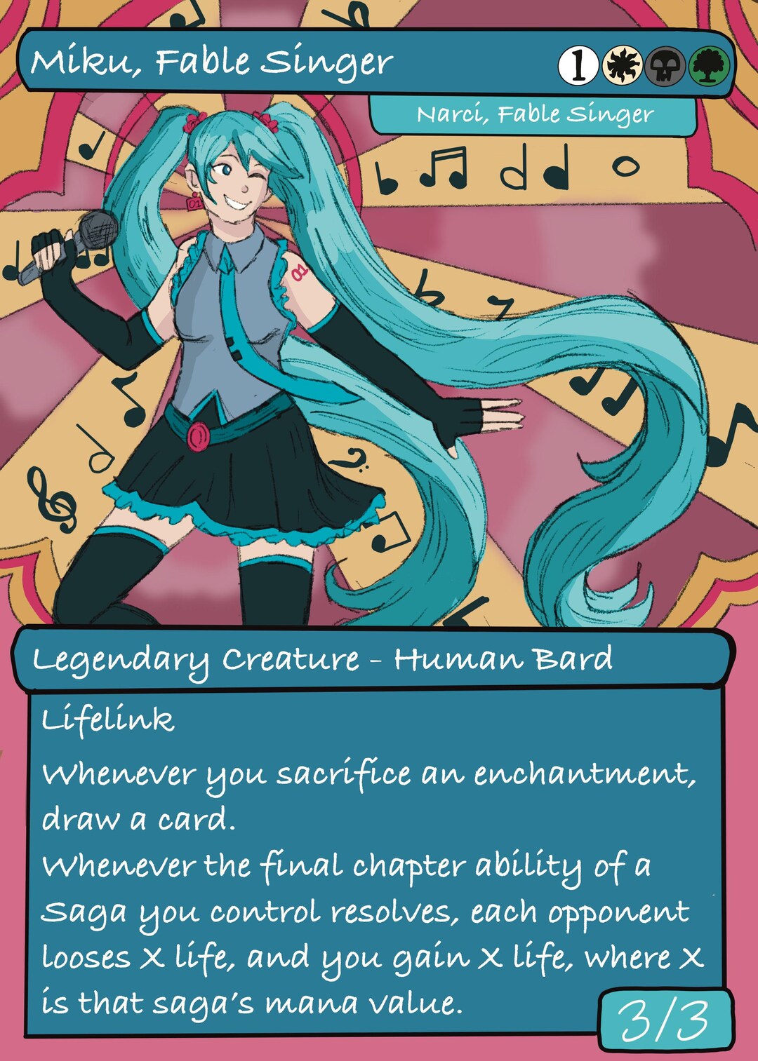 Miku Mtg Proxy (narci Fabeled Singer) - Etsy