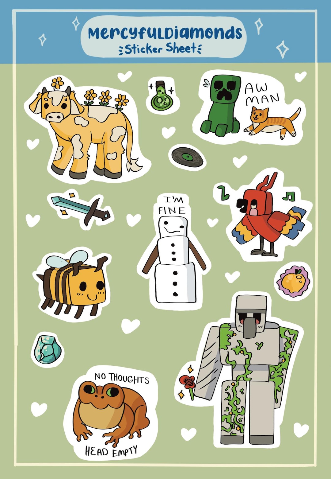 Minecraft Stickers Out Line Minecraft Sticker Sheet - Etsy