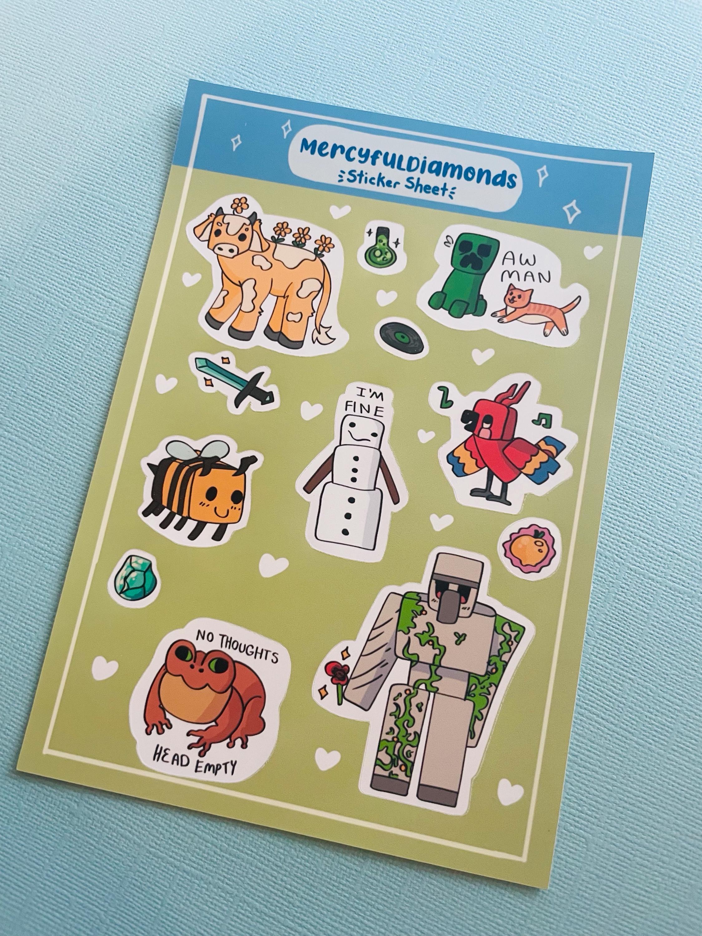 Minecraft Stickers Out Line Minecraft Sticker Sheet - Etsy