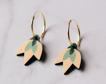 Flower hoop earrings - FLEUR MINI hoops, earrings in cellulose acetate