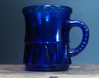 Dart And Ball Cobalt Blue Glass Mug Early Childs Toy Toothpick Holder