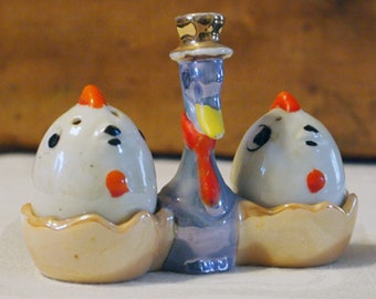 Vintage Salt And Pepper Set Stork Duck Goose With Babies Eggs Lusterware Japan