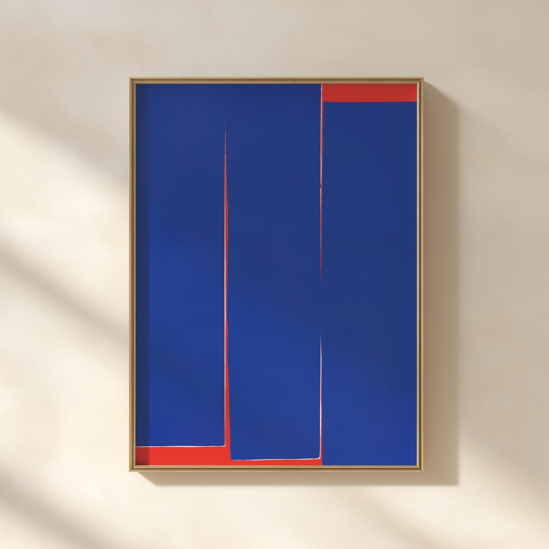 Vertically Divided Cobalt Blue Abstract Art, Geometric Wallpaper ...