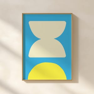 Modern Blue minimalist printable art, Mid Century Digital wall art. Contemporary Digital Painting, Home decor print, digital download