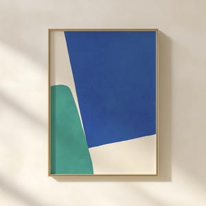 Modern Blue Green minimalist printable art, Mid Century Digital wall art, Contemporary Digital Painting, Home decor print, digital download