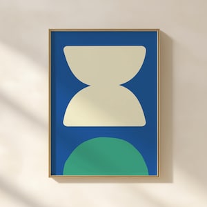 Modern Blue minimalist printable art, Mid Century Digital wall art. Contemporary Digital Painting, Home decor print, digital download