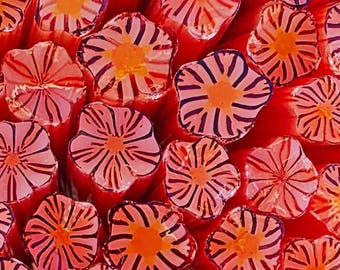 COE 90 Murrini Flower: Kiss and Tell - 1 oz Cane/Sticks