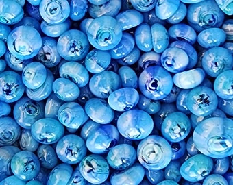 coe 90 Glass Dots: Blue Blueberries - 1 oz Murrini, Murrine, Millefiori, Vitrigraph Cane - MINZABELLA MURRINI by Glassworks Northwest