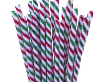 COE 90 Handmade Glass Cane Twists "Rudolph Loves Christmas" | 3-Piece 6" Thick Decorative Rods | Bullseye Compatible | Kristi's Twisties