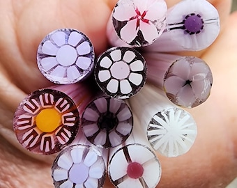 coe 90 Floral Mix: Pinks and Purples - 1.5 oz Murrini Murrine Millefiori Vitrigraph Cane - MINZABELLA MURRINI by Glassworks Northwest
