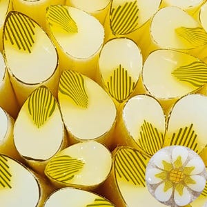 COE 96 Pétalos de flores Murrini hechos a mano "Merengue de limón" / 1 oz Caña / Vidrio fusible compatible con Oceanside para fusión, joyería y mosaicos