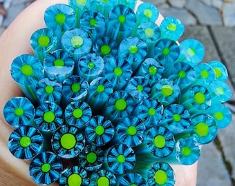 coe 96 Flower: Sparkling - 1 oz Murrini, Murrine, Millefiori, Vitrigraph Cane - MINZABELLA MURRINI by Glassworks Northwest