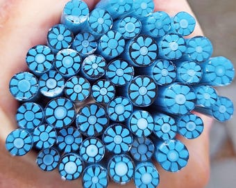 coe 90 Flower: Bluetiful - 1 oz Murrini Murrine Millefiori Vitrigraph Cane - MINZABELLA MURRINI by Glassworks Northwest