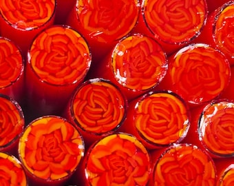 NEW COE 96 Murrini Flower: Fiery Marigold - 1 oz Cane/Sticks - Opaque Orange and Yellow Petals - October Birth-month Flower Marigold