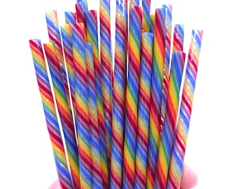 COE 96 Varillas de vidrio hechas a mano "Sueño Arcoíris" / 3 piezas de 15 cm de grosor / Compatibles con Oceanside / Kristi's Twisties