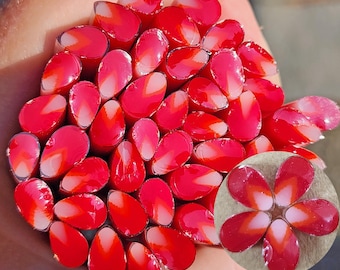 coe 96 Flower Petal: Red Orange Carnelian - 1 oz Murrini Murrine Millefiori Vitrigraph Cane - MINZABELLA MURRINI by Glassworks Northwest