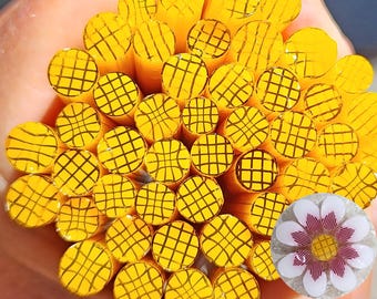 coe 96 Flower Center: Yellow Yellow - 1 oz Murrini Murrine Millefiori Vitrigraph Cane- MINZABELLA MURRINI by Glassworks Northwest