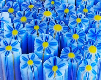 COE 96 Handmade Flower Murrini "Blueberry Crumble" | 1 oz Cane | Oceanside Compatible Fusible Glass for Fusing, Jewelry, Mosaics