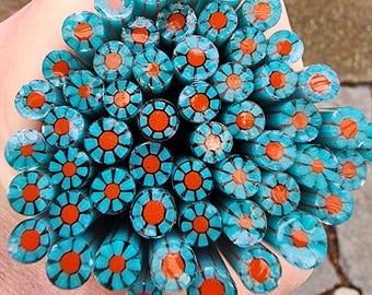 coe 96 Flower: Festival - 1 oz Murrini Murrine Millefiori Vitrigraph Cane- MINZABELLA MURRINI by Glassworks Northwest
