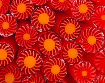 COE 96 Murrini Flower: Dazzling Whirlies Orange - 1 oz Cane/Sticks