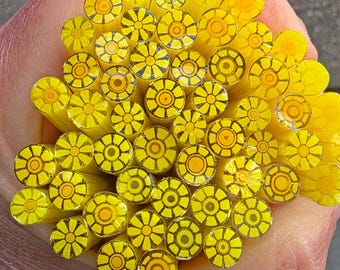 COE 96  Murrini Flower: Cheerful Yellow - 1 oz Cane/Sticks