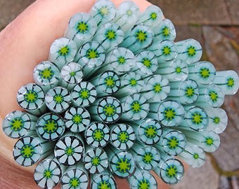 coe 96 Flower: Ride the Waves - 1 oz Murrini, Murrine, Millefiori, Vitrigraph Cane - MINZABELLA MURRINI by Glassworks Northwest